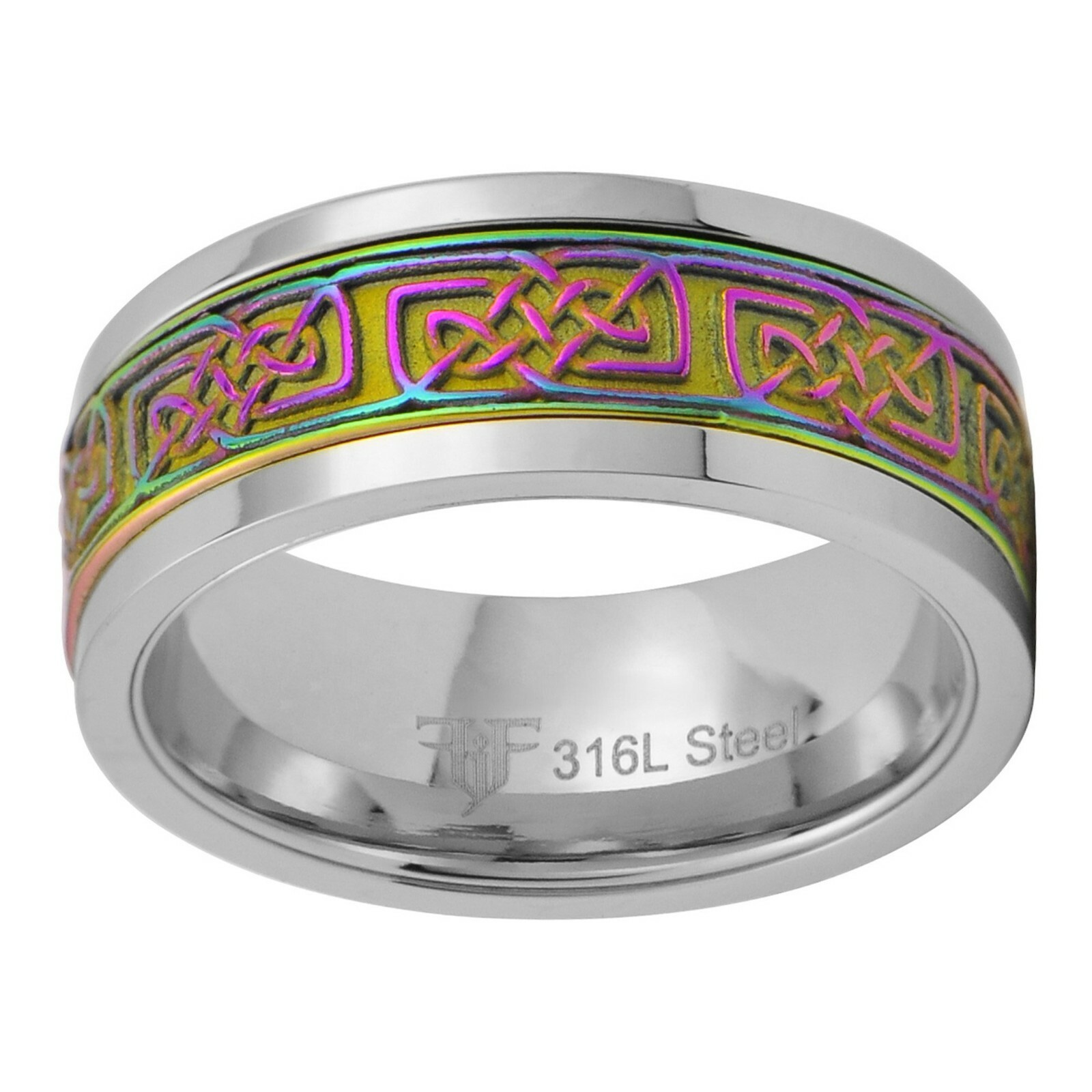Rainbow Celtic Spinner Ring Stainless Steel Meditation Anti Anxiety Band Sz 3-17