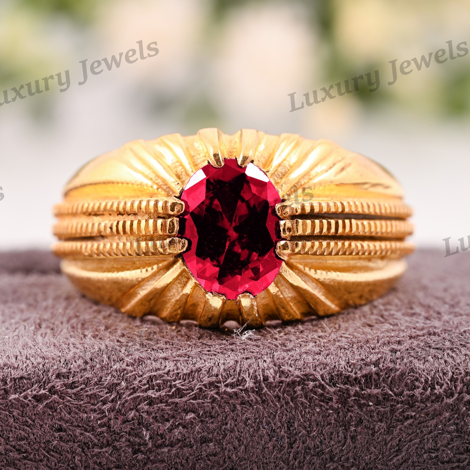 Luxury Pink Tourmaline Men Ring 925 Sterling Silver Fine Jewelry