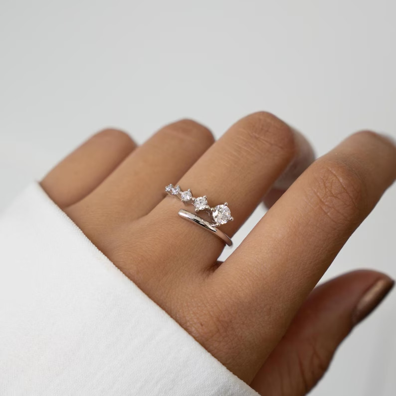 2 Ct Round Cut Simulated Diamond Women’s Wrap Bypass Ring 14k Yellow Gold Plated