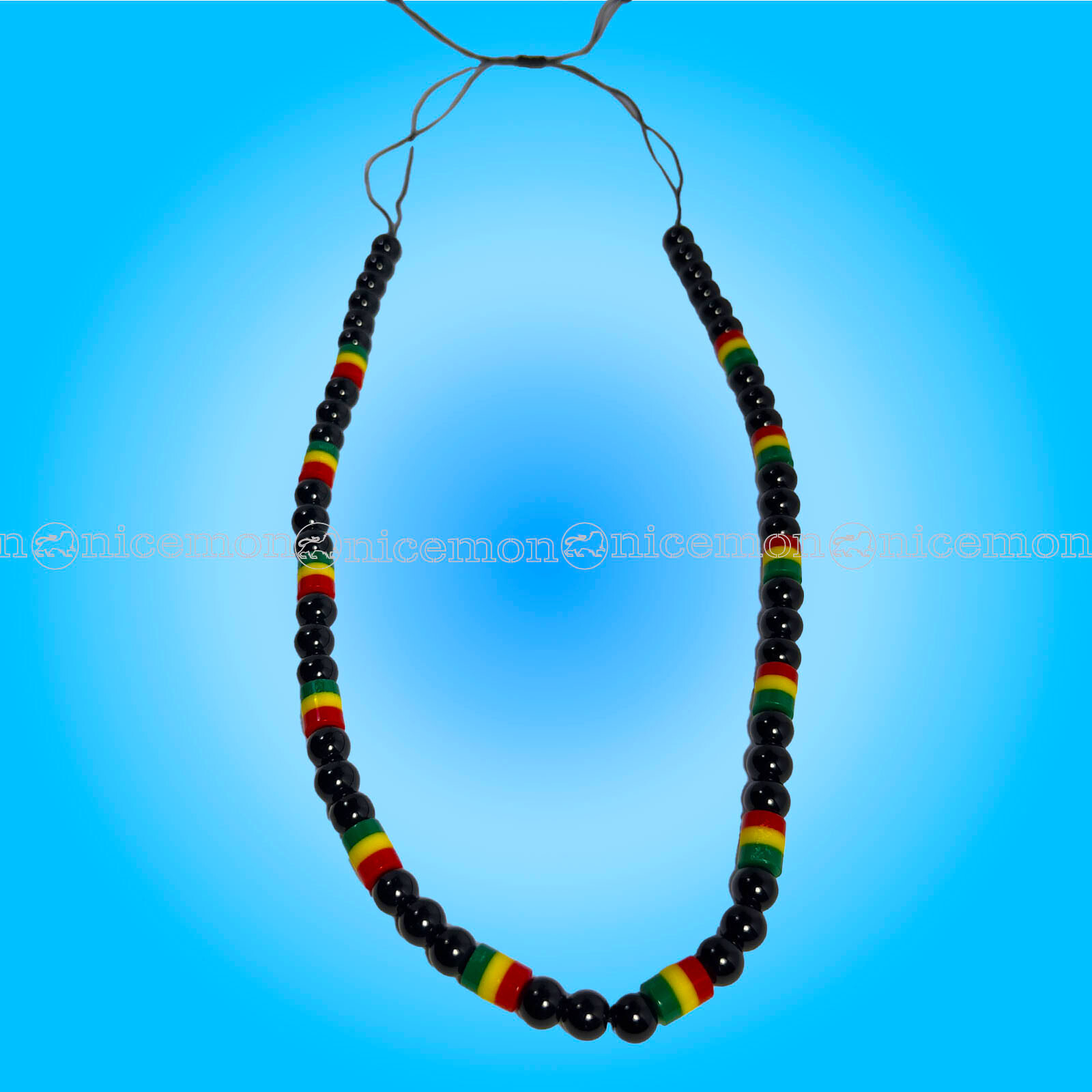 Reggae Roots Bead Necklace Africa Rasta Rastafari Marley Jamaica 7 MM Beads