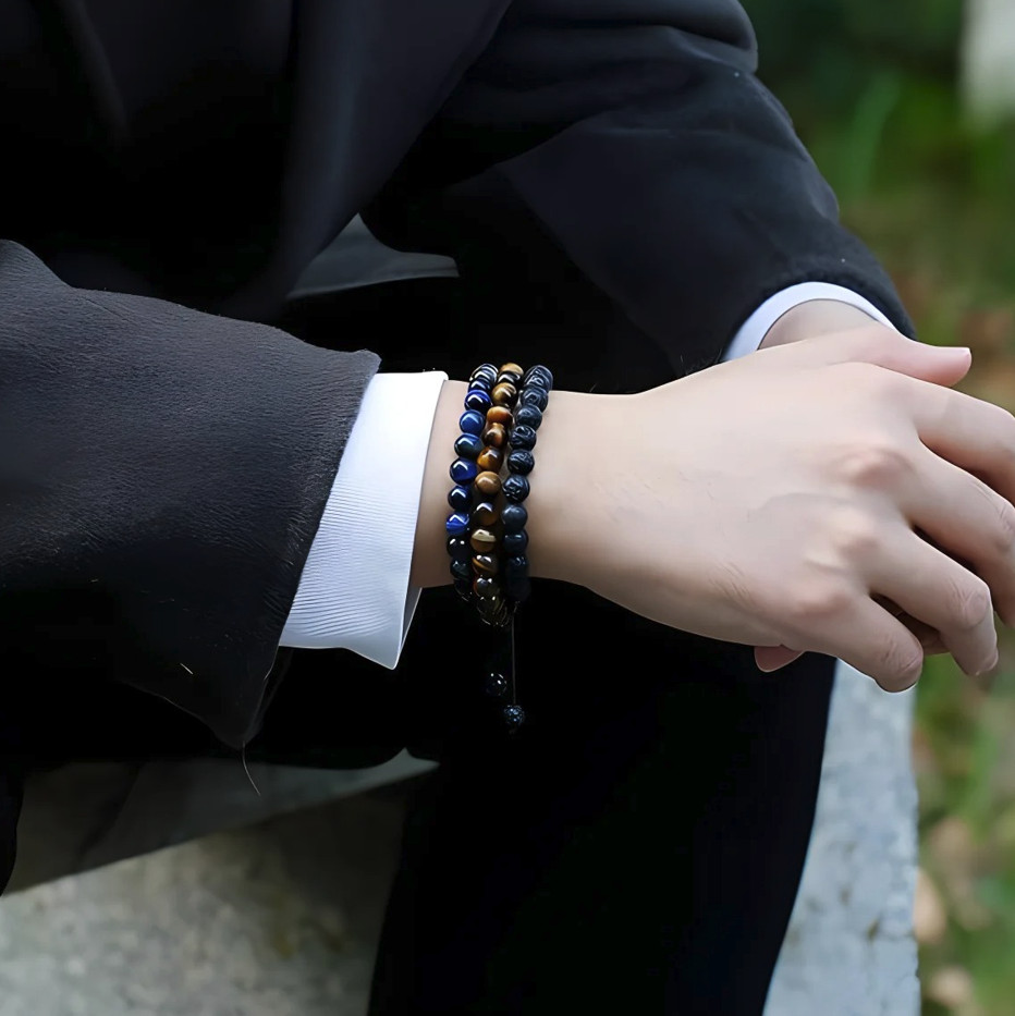 1pc 3 Style 8mm Natural Tiger Eye Lava Rock Handmade Men Bracelet Gift – NEW