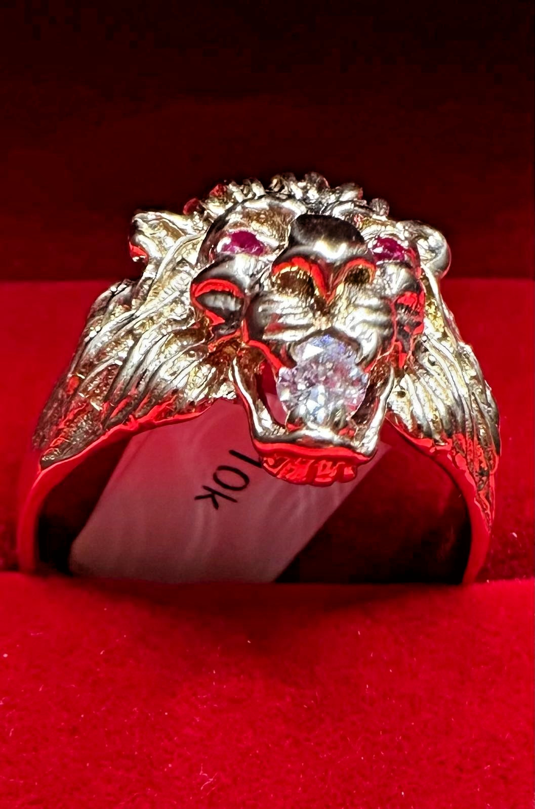 10K Yellow Gold Lion Head Ring