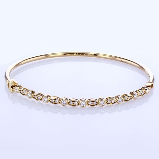 18Kt Yellow & Write & Round Gold Stackable Diamond Set 1.28Ctw F-G SI1