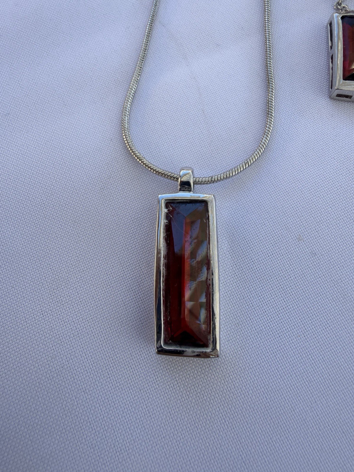 Park Lane Necklace Set 925 Garnet Necklace, Earrings, Ring And Bracelet