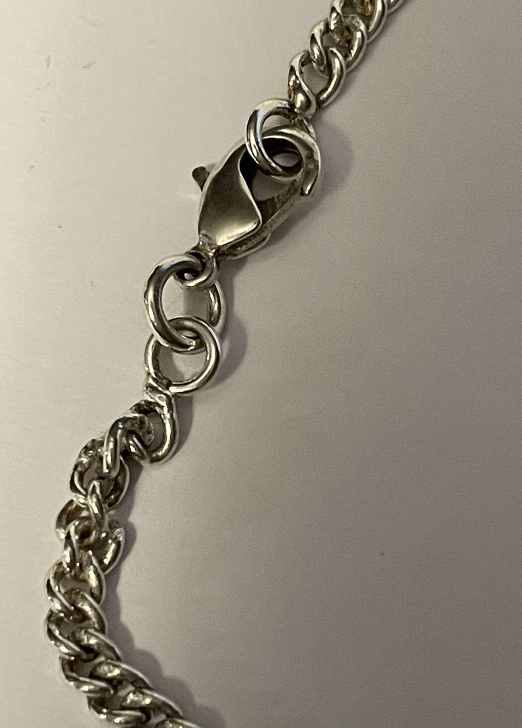 STERLING SILVER 925 NECKLACE 17″ Teardrop Blue gems 27 grams