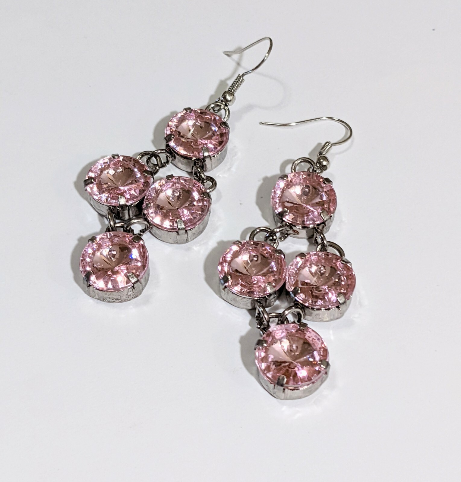 Dangle Earrings for Woman Chandelier Party Flashy Bling Pink 2″