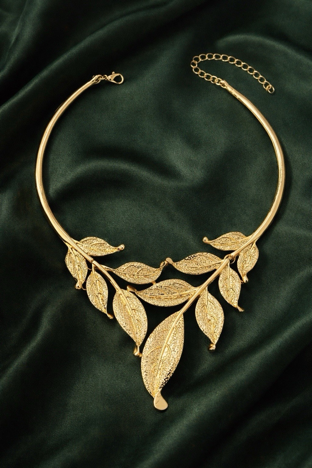 Leaf Necklace Zara Gold Statement Branch Chain Boho Retro Botanical Choker VTG