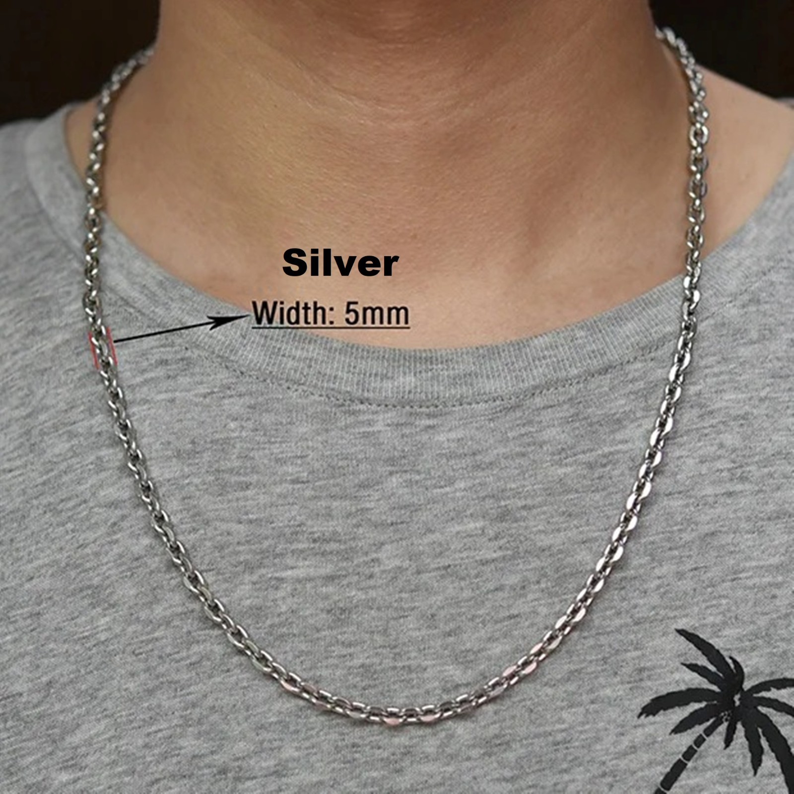 Chains Rolo Belcher Waterproof necklace stainless women men, Silver gold color