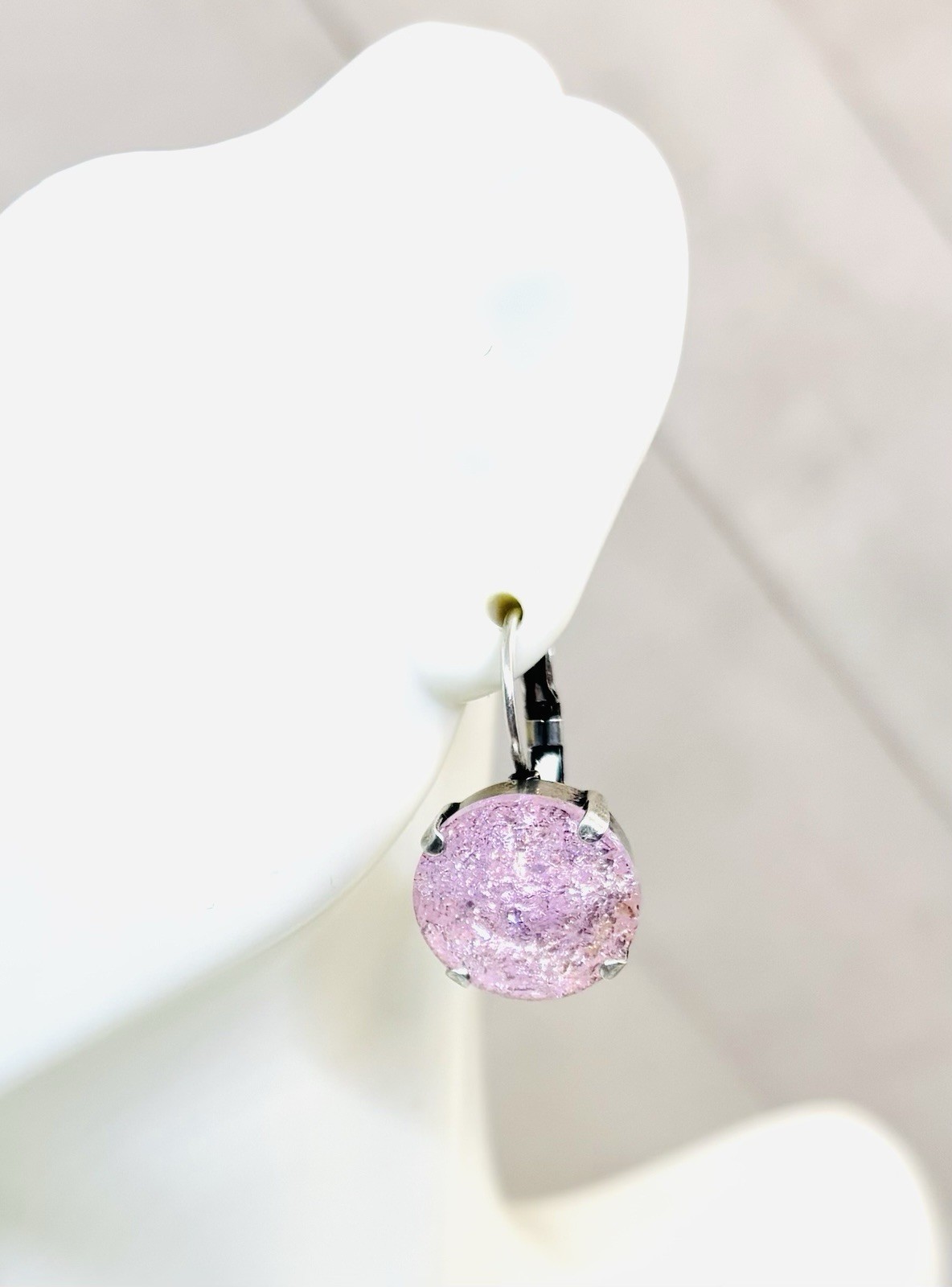 14mm Silver Plated Pink Ice Crystal Cup Chain Earrings