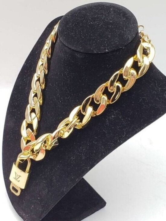 Gold-Plated Necklace with Authentic Louis Vuitton Padlock