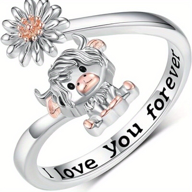 Personalized Rings Fashion Split Color Cow Cow Ring Daisy Two Color Female