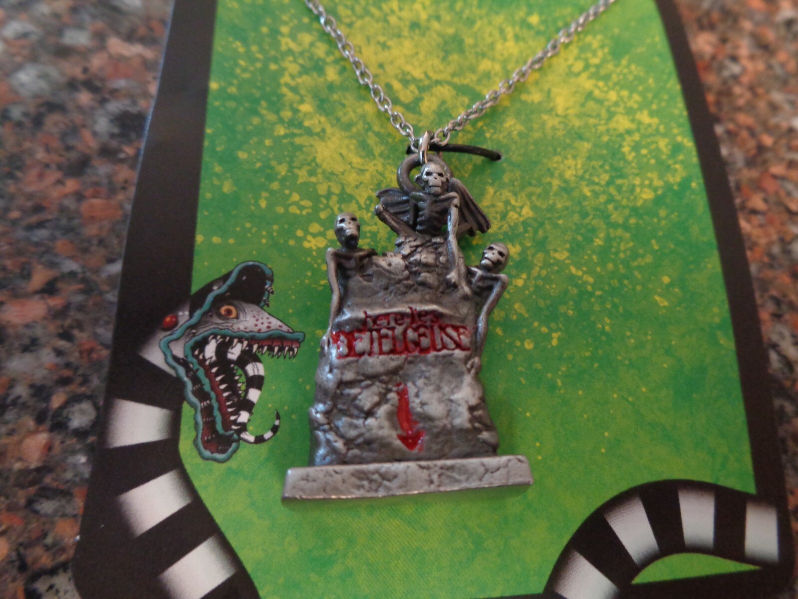 Beetlejuice Tombstone Pendant Necklace Here Lies Betelgeuse Brand New