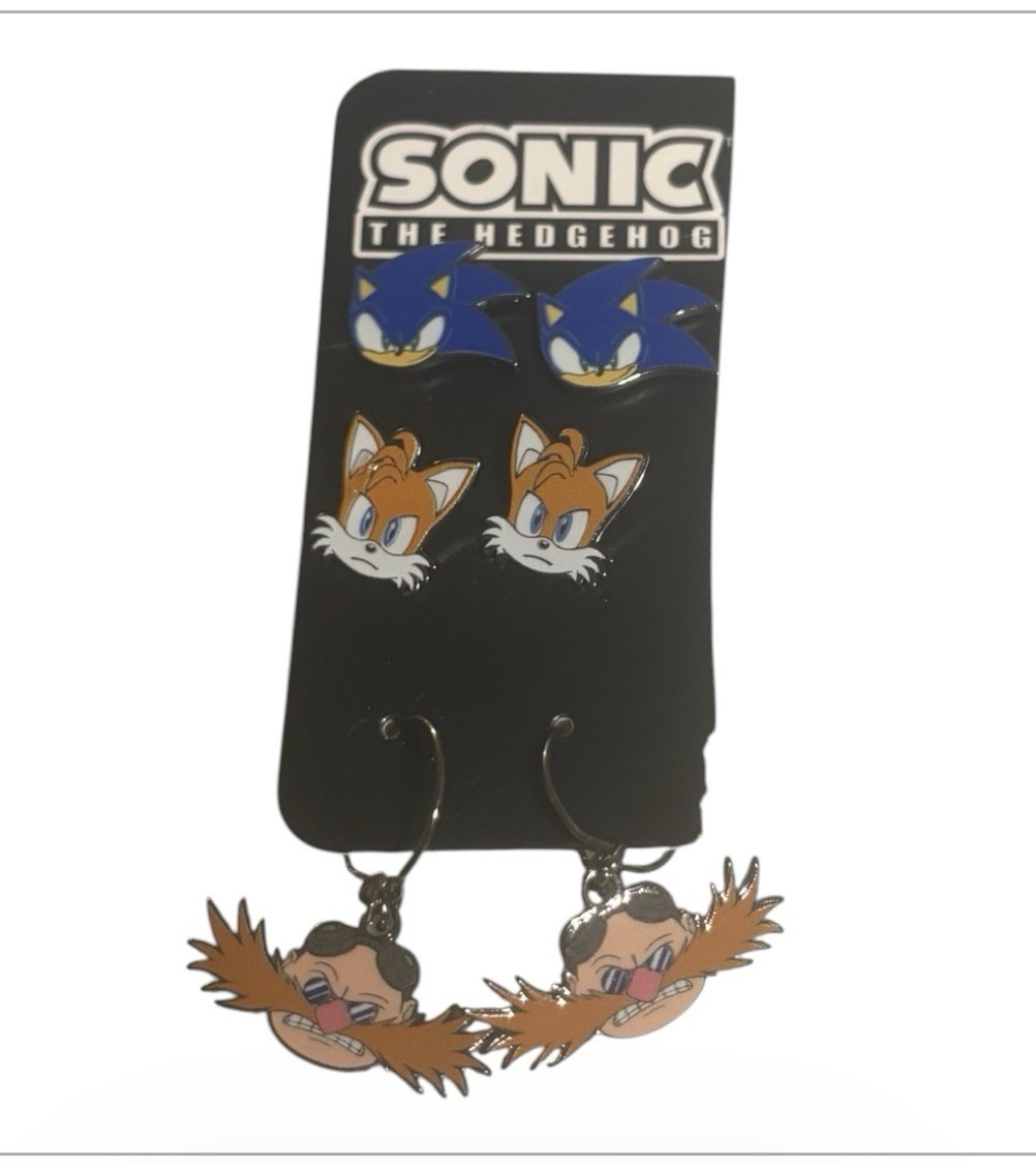 Sonic the Hedgehog character earrings 3 Pairs