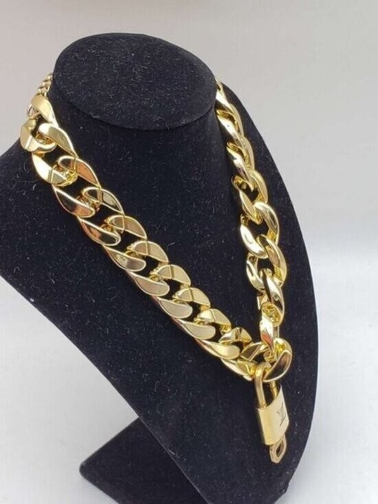 Gold-Plated Necklace with Authentic Louis Vuitton Padlock