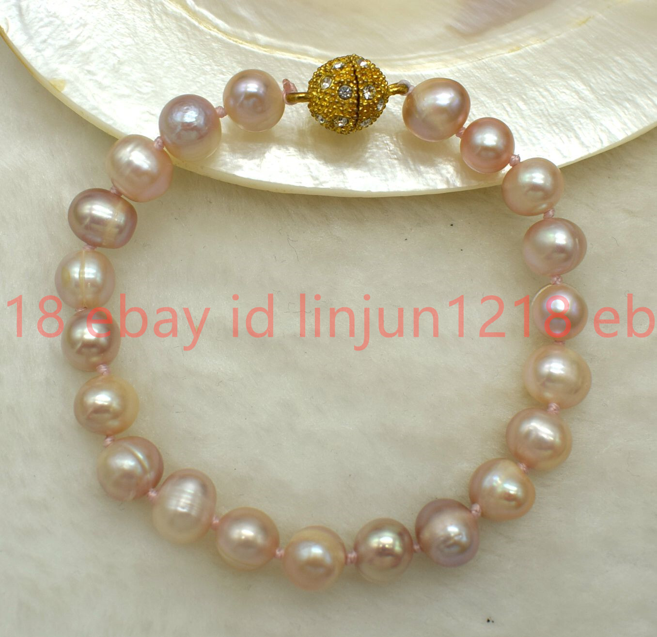 Real 8-9mm Genuine Lavender Purple Cultured Pearl Bracelet Bangle 7-8.5 in
