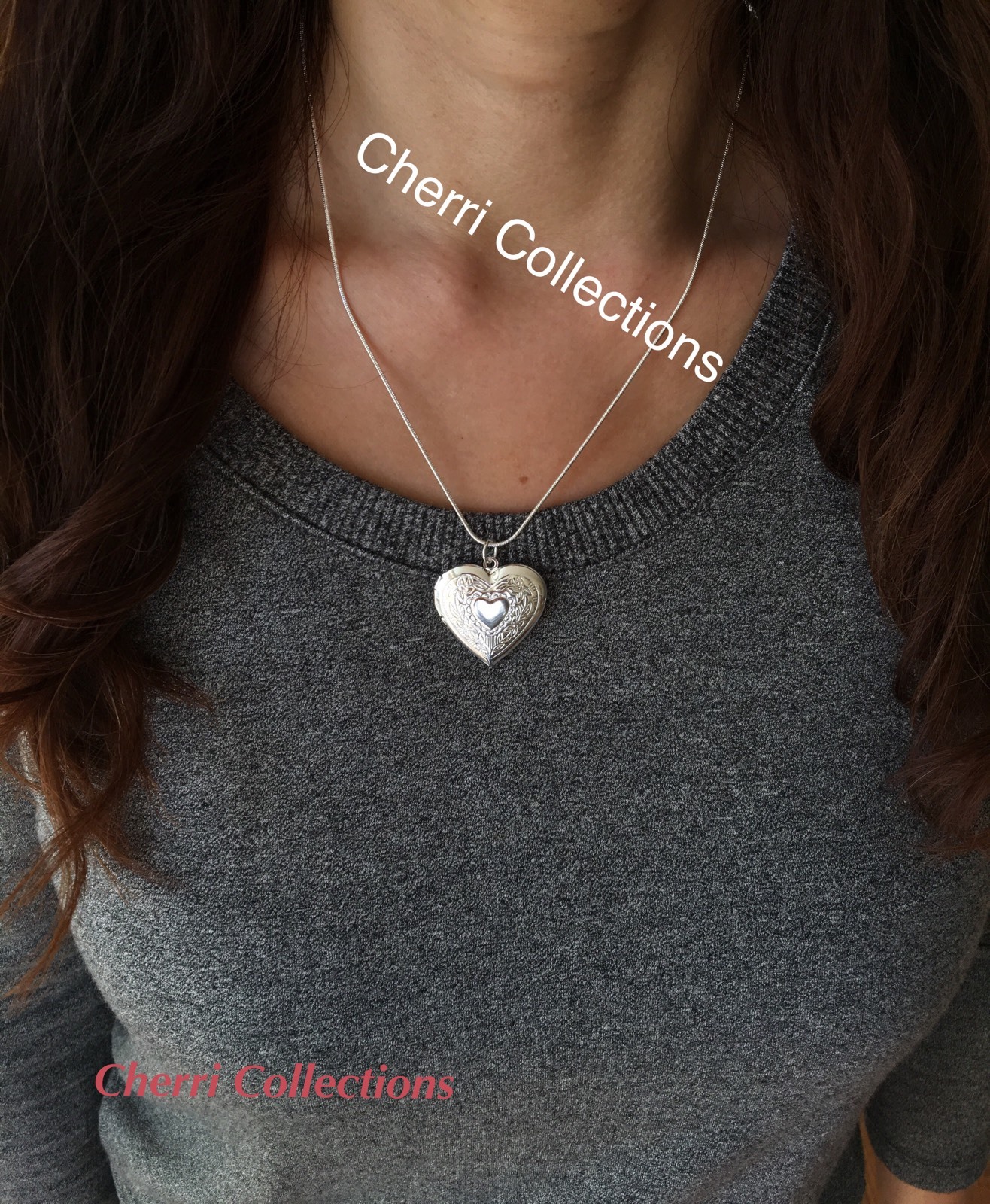 925 Sterling Silver Plated Heart Locket Photo Pendant Necklace 18″+ Gift Pouch