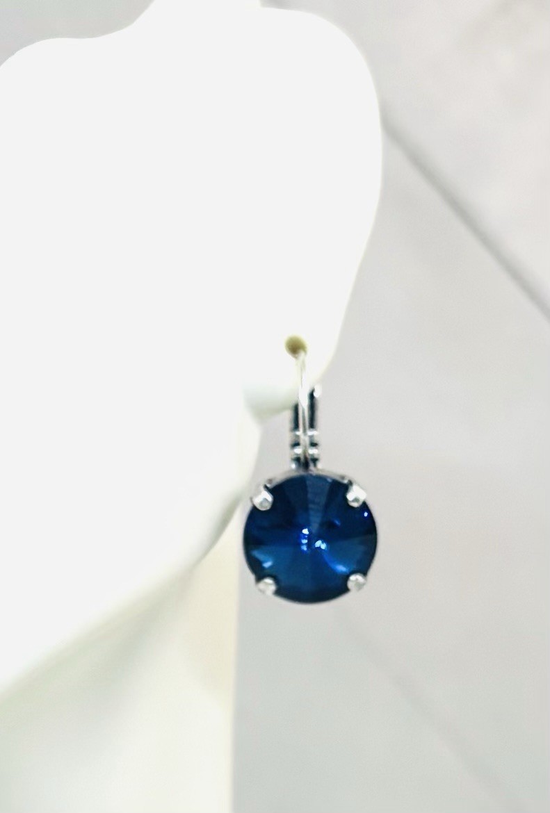 12mm Antique Silver Plated Navy Blue Cup Chain Drop Earrings