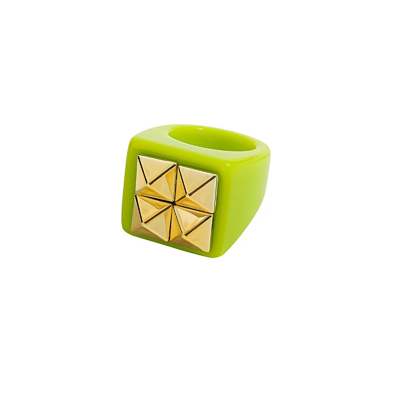 Resin Chunky Ring Geometric Square Round Knuckle Bold Band Women Jewelry