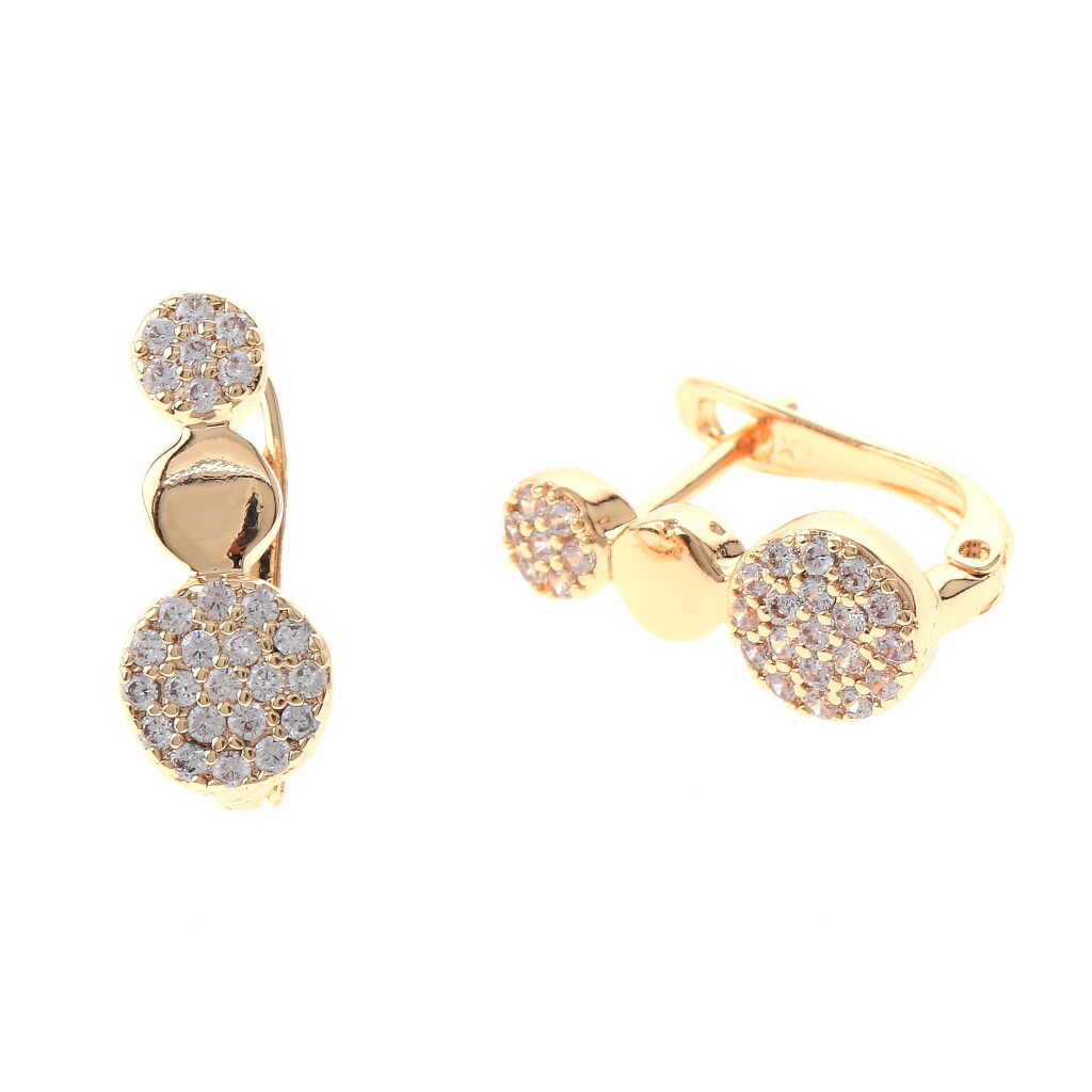 Gold Tone Gold Plated Metal English Lock Stud Earrings XPE2681-GLD