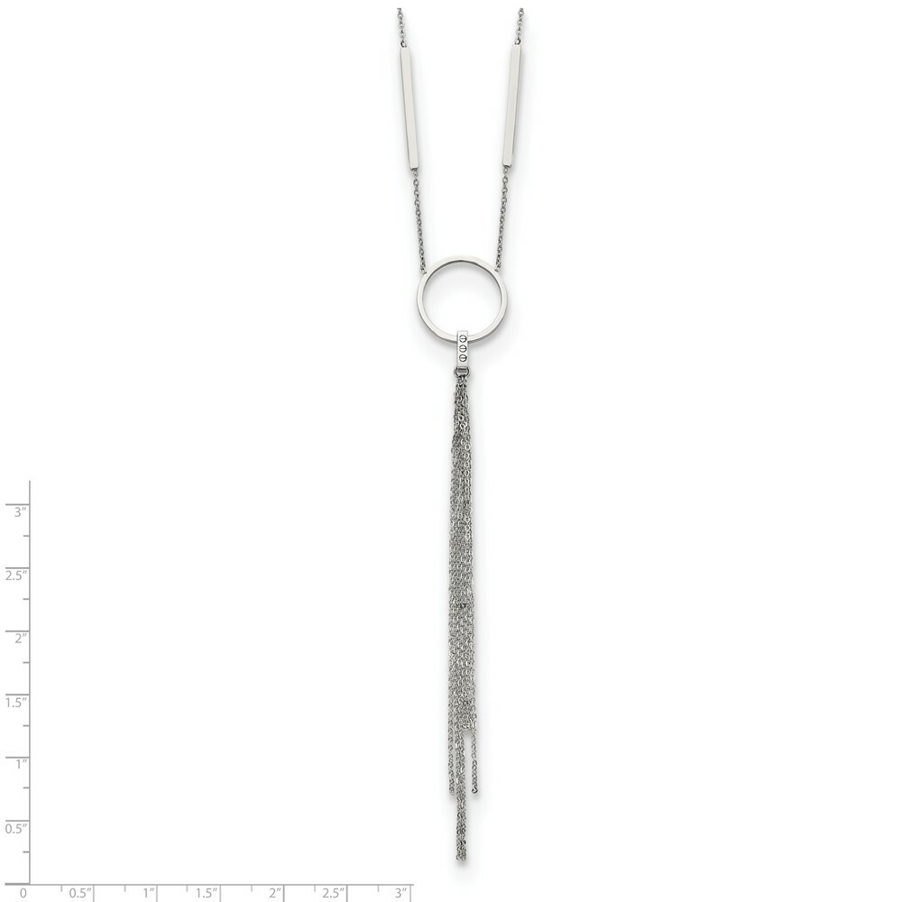 Stainless Steel Polished with Tassel 23.5in Necklace