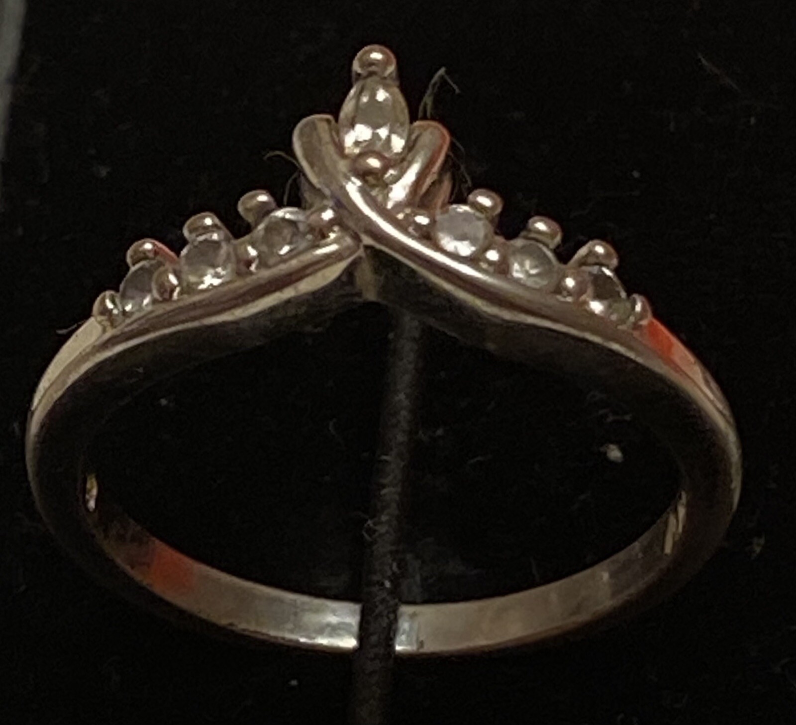 NV Silver Ring Sz8 Crown Princess Tiara Nevada Silver CZ Valentines