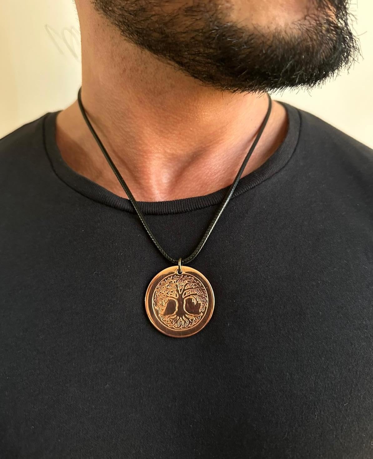 Solid Copper Tree of Life Pendant Necklace, Uncoated 2.5mm Thick, 20-Inch Cord,