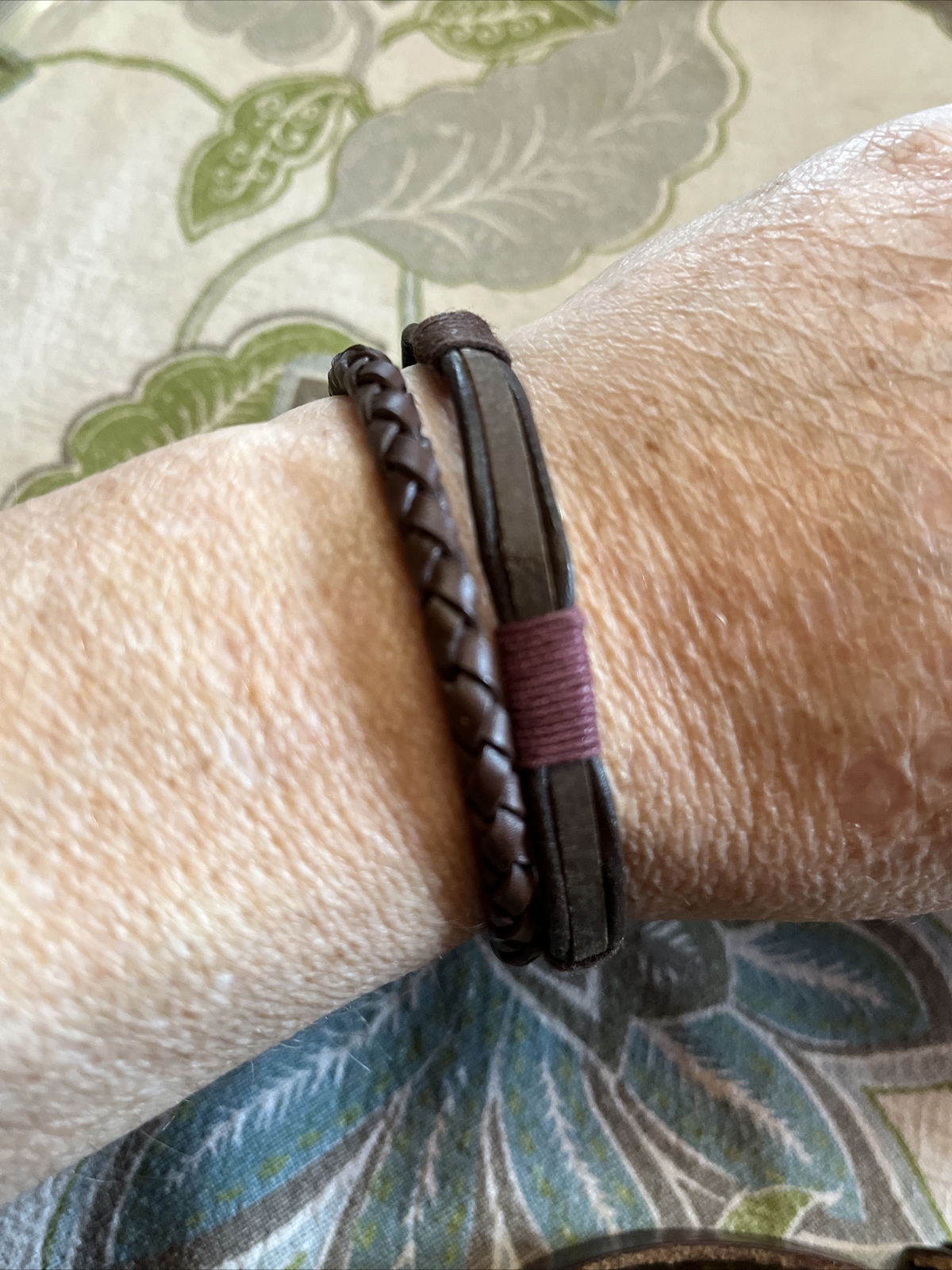 Lot Of 3 Brown Leather Bracelets Adults Unisex 7 & 8”