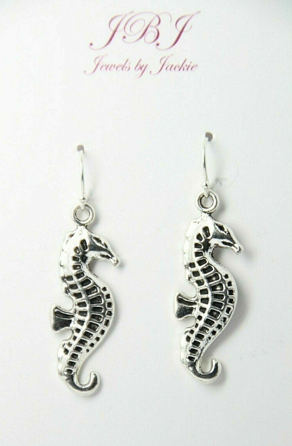 Sea Horse Earrings pendant Ocean Seahorse 925 sterling silver hook pewter charms
