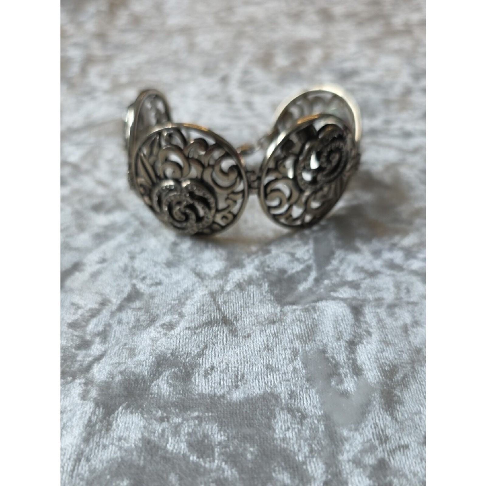 Brighton Retired Deco Rose Flower Silver Crystal Bracelet