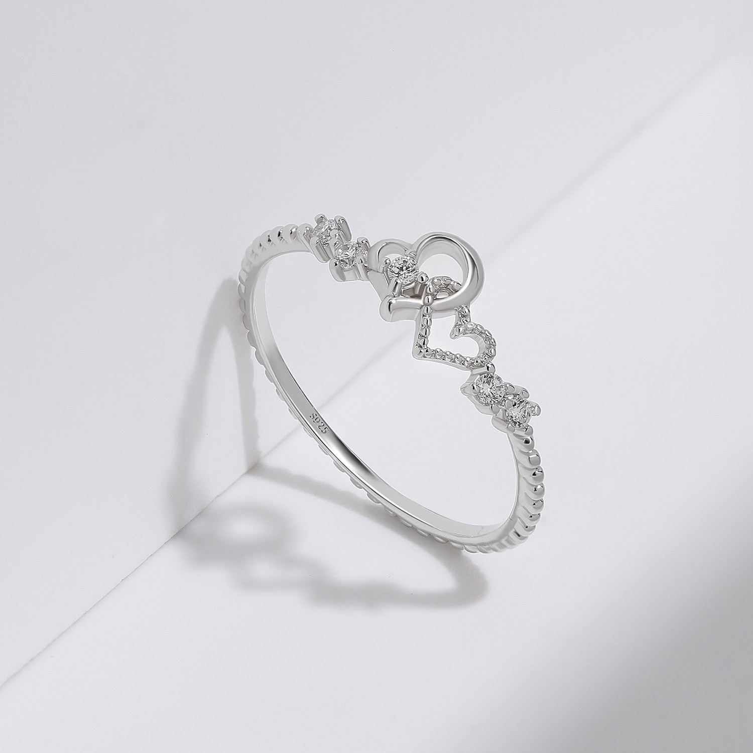 Dainty Heart Promise Rings for Girlfriend Wife S925 Silver Stacking Ring Meissa