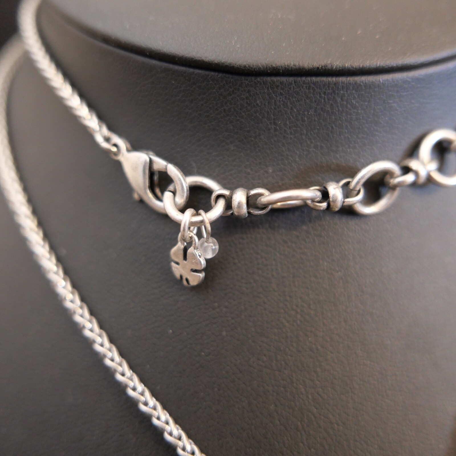 LUCKY BRAND SILVER TONE 2 Half CIRCLE PENDANT NECKLACE 27″ inch Chain !!!