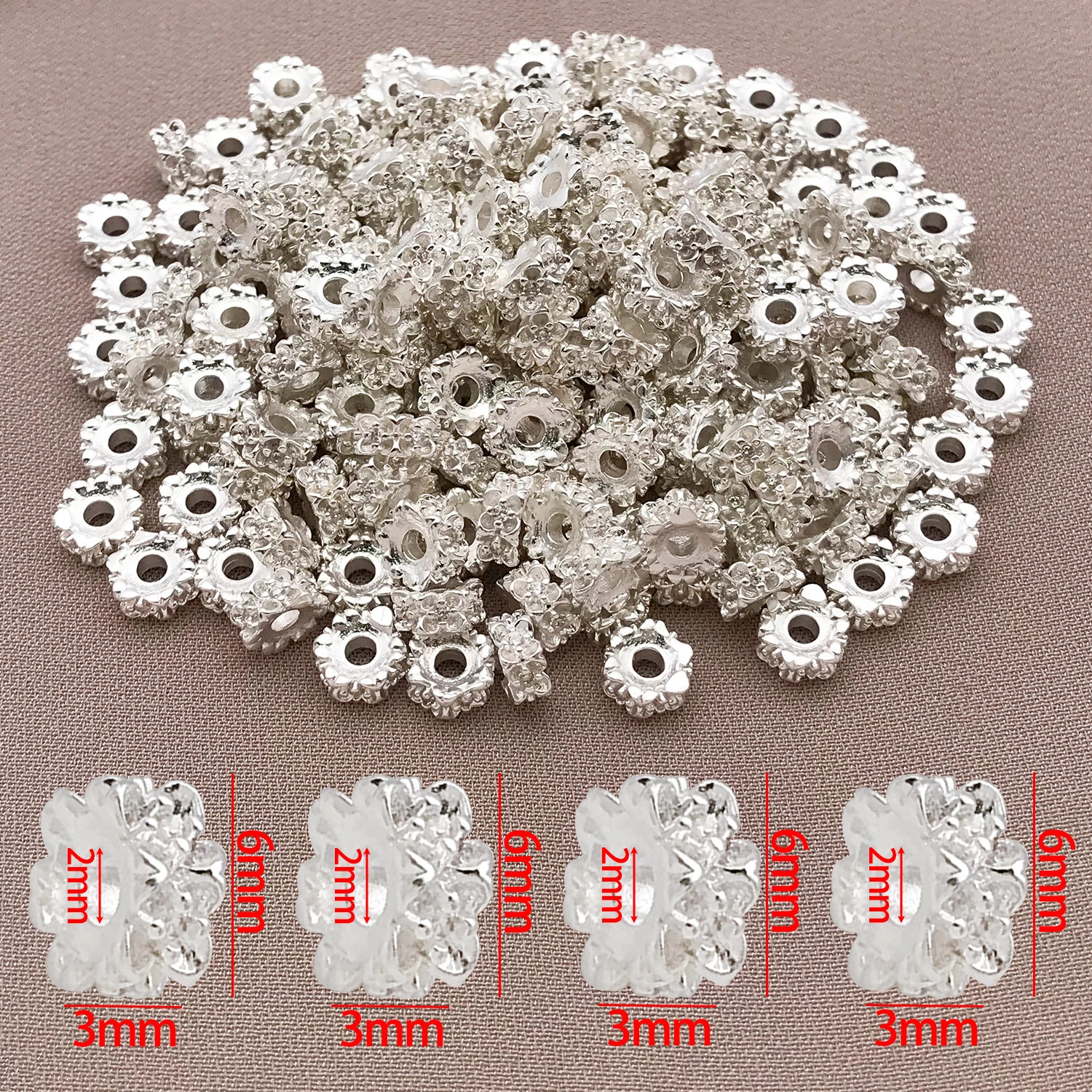 Mix 3/5Pcs 18K Copper Plated Real Golden Thick Silvery White Golden Osmanthus Zi