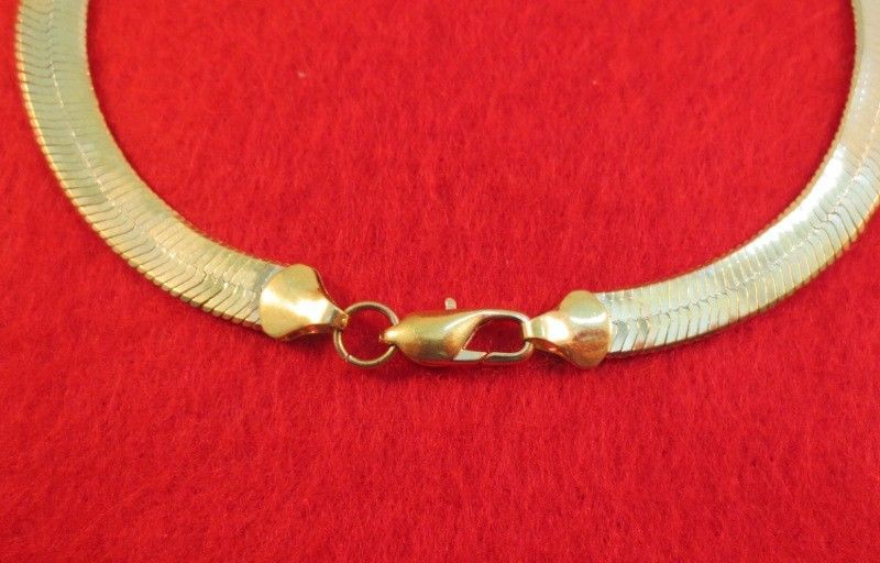 14 KT GOLD EP 30″ 8mm FLEXIBLE SUPER HERRINGBONE DESIGNER NECKLACE