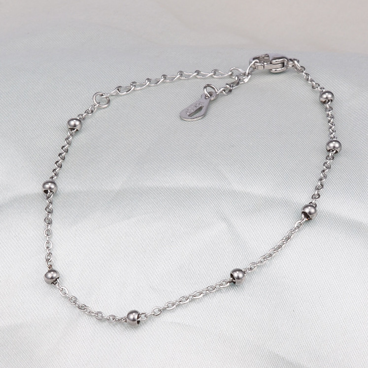 Women 8+2″ Stainless Steel 18K Rose Gold Silver Beads Anklet Chain Gift PE14