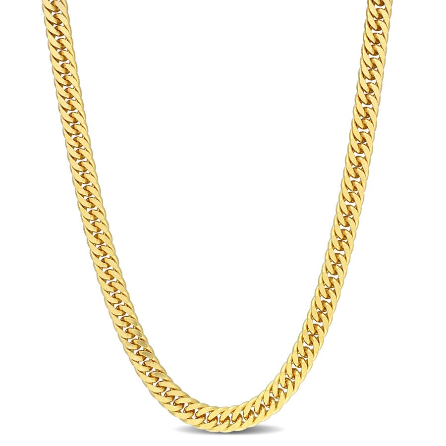 AMOUR 5.5mm Double Curb Link Chain Necklace In Yellow Plated Sterling Silver, 18