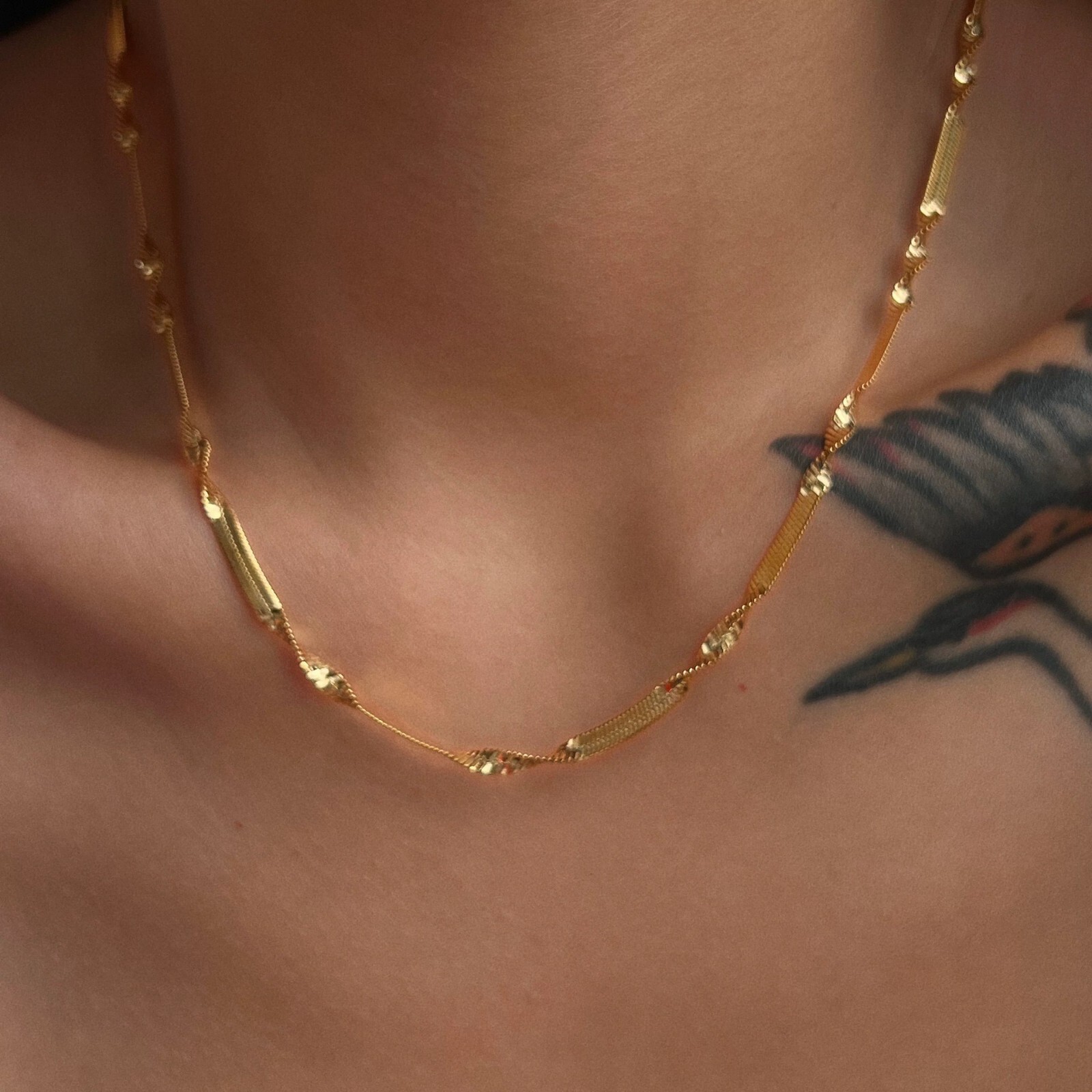 3mm Woman 18K Gold Plated Stainless Steel Herringbone Snake Twist Chain/Bracelet