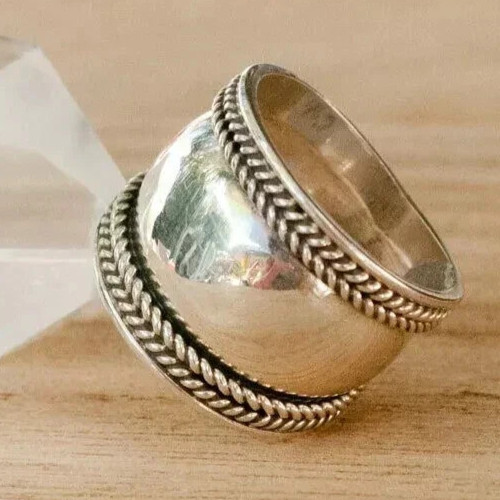 925 Sterling Silver, Solid Silver, Band Ring, Wide Cigar Band Ring
