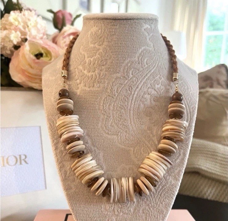 NWT Free People Isabella Bohemian Natural Wood Necklace