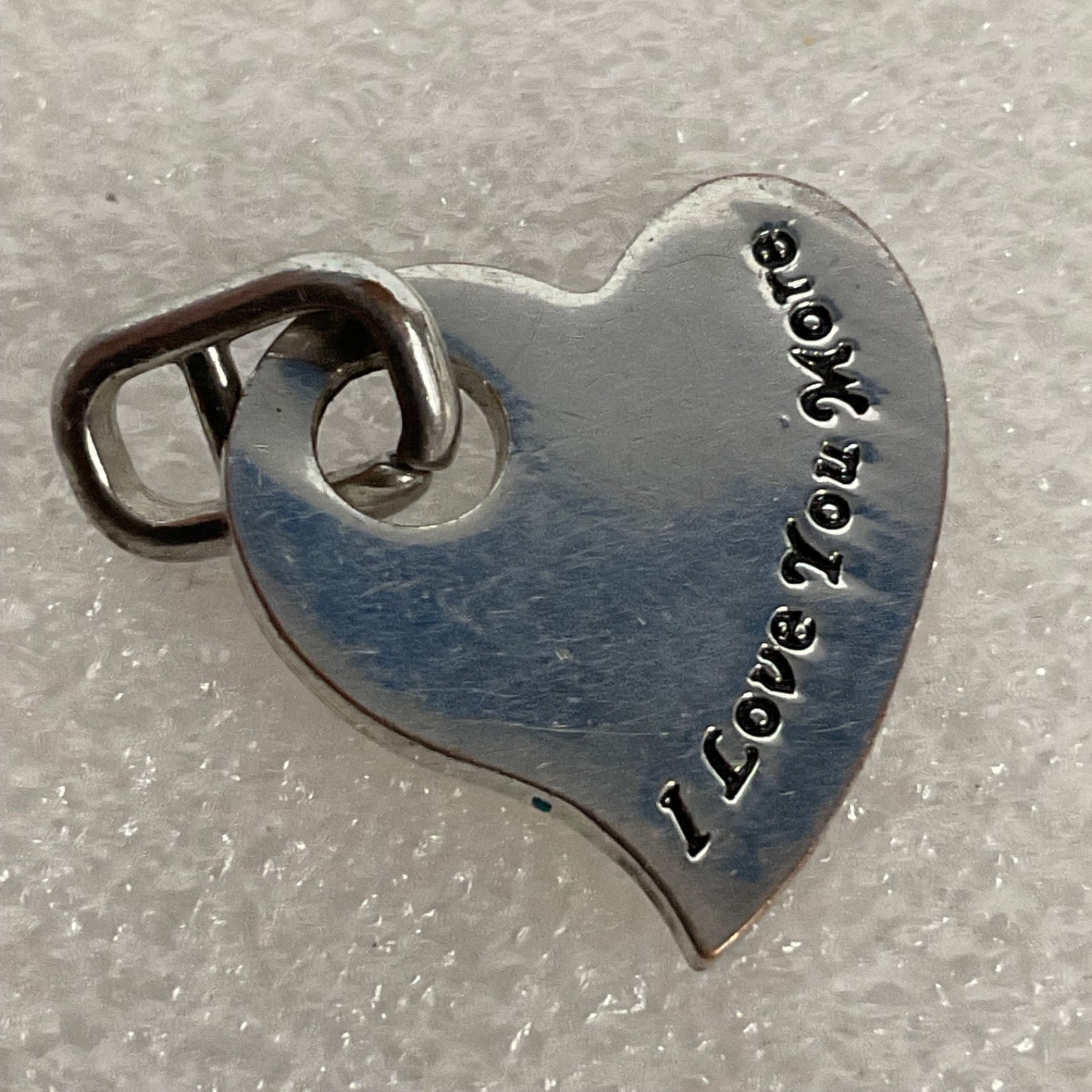 Silver Tone Heart Pendant Charm “I Love You More” 1 in