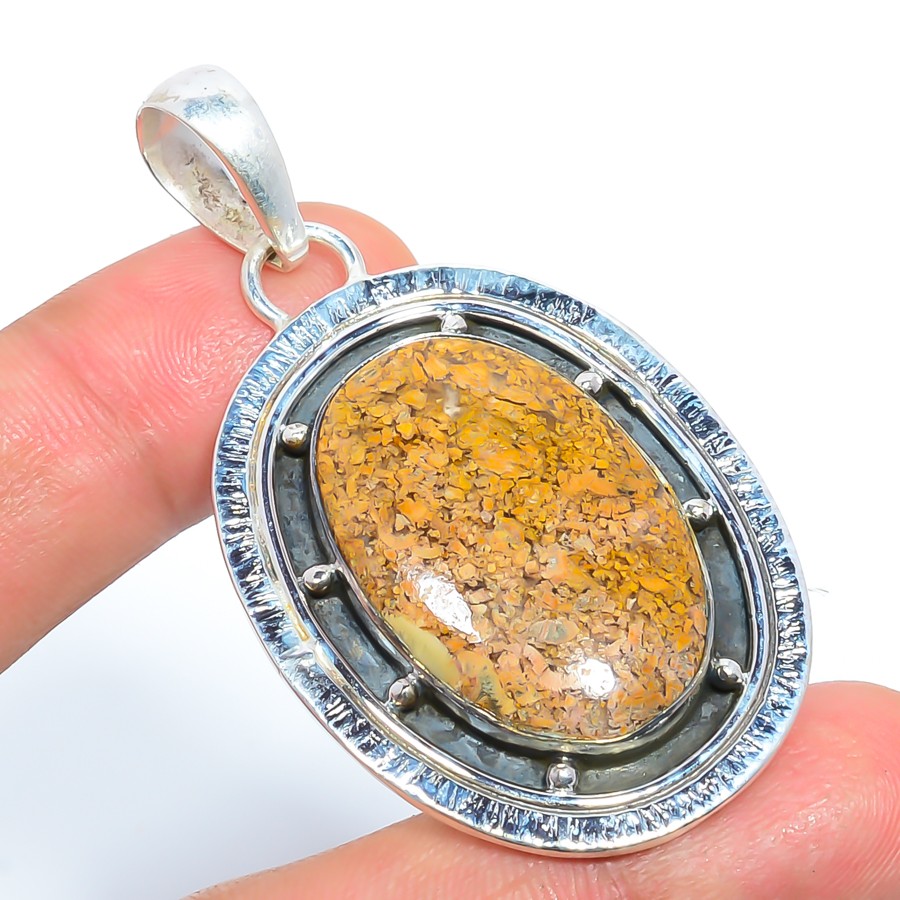 Picture Jasper – Oregon 925 Silver Plated Jewelry Pendant 2.34″ T91