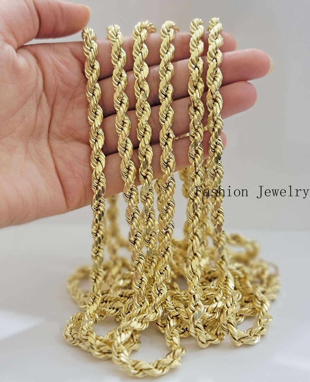 10k Yellow Gold Rope Chain Necklace 18″-30″ Men Women 4mm-10mm Real Gold Sale
