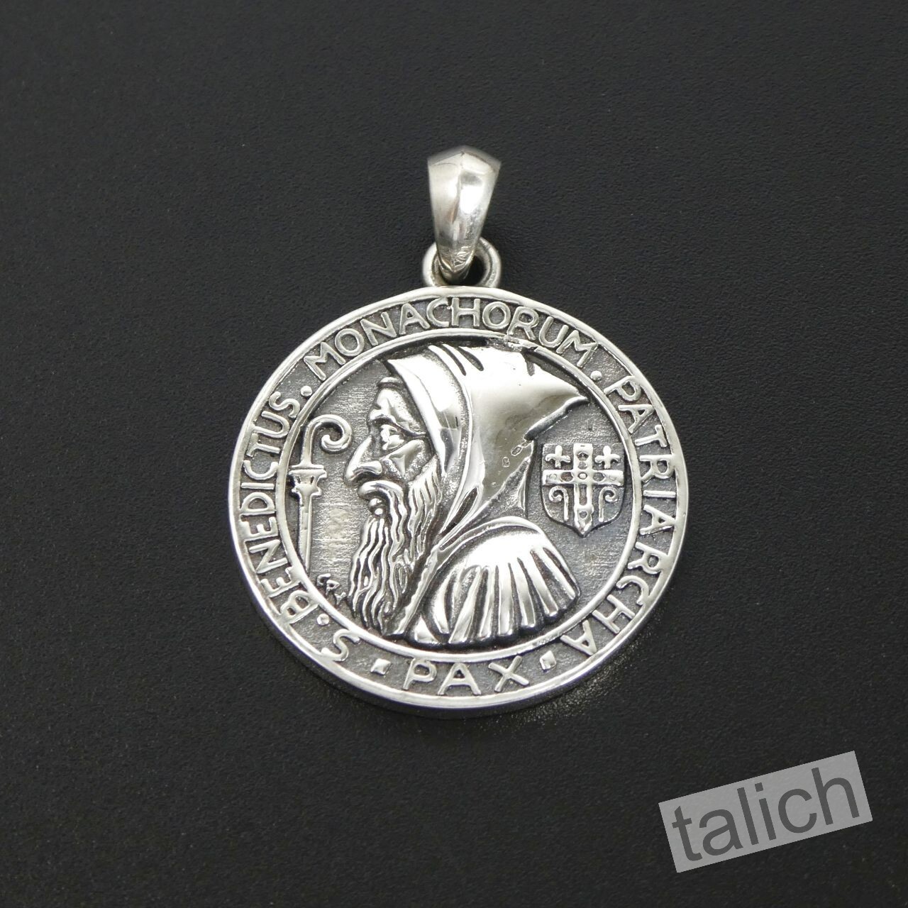 Solid 925 Sterling Silver Saint Benedict Medal Round Pendant Amulet Great Gift