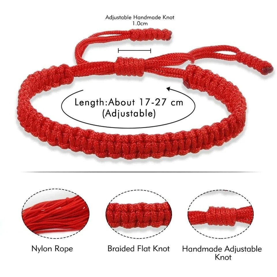 4PCS Black Tibetan Lucky String Bracelet Woven Braided Adjustable Men Women Gift