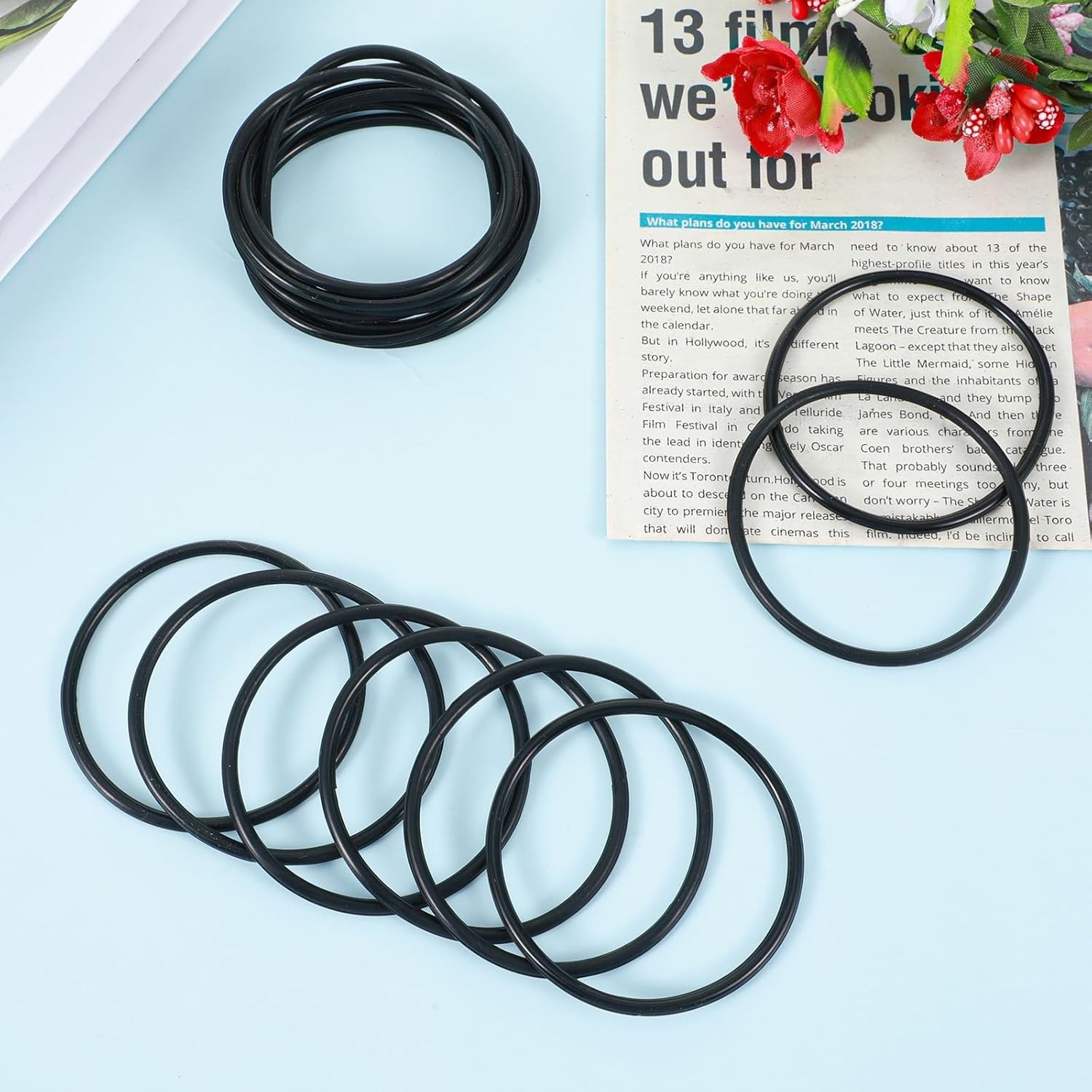 35 Pieces Black Jelly Bracelets 80S Jelly Bracelets Silicone Hair Tie Bracelet B
