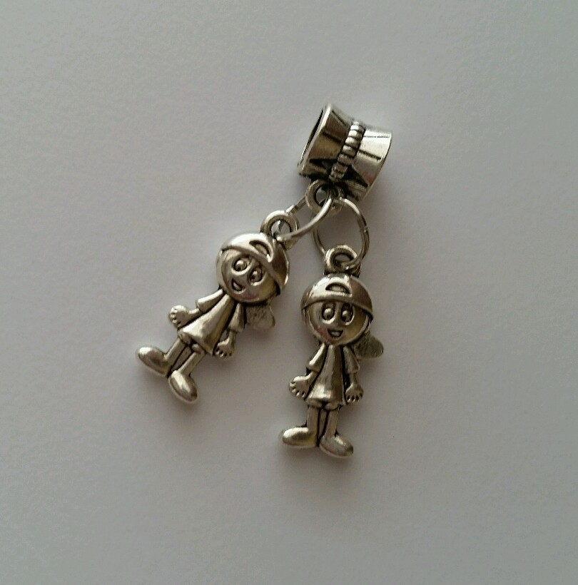 Little Boys Brothers Son Twins Dangle Bead for Silver European Charm Bracelet