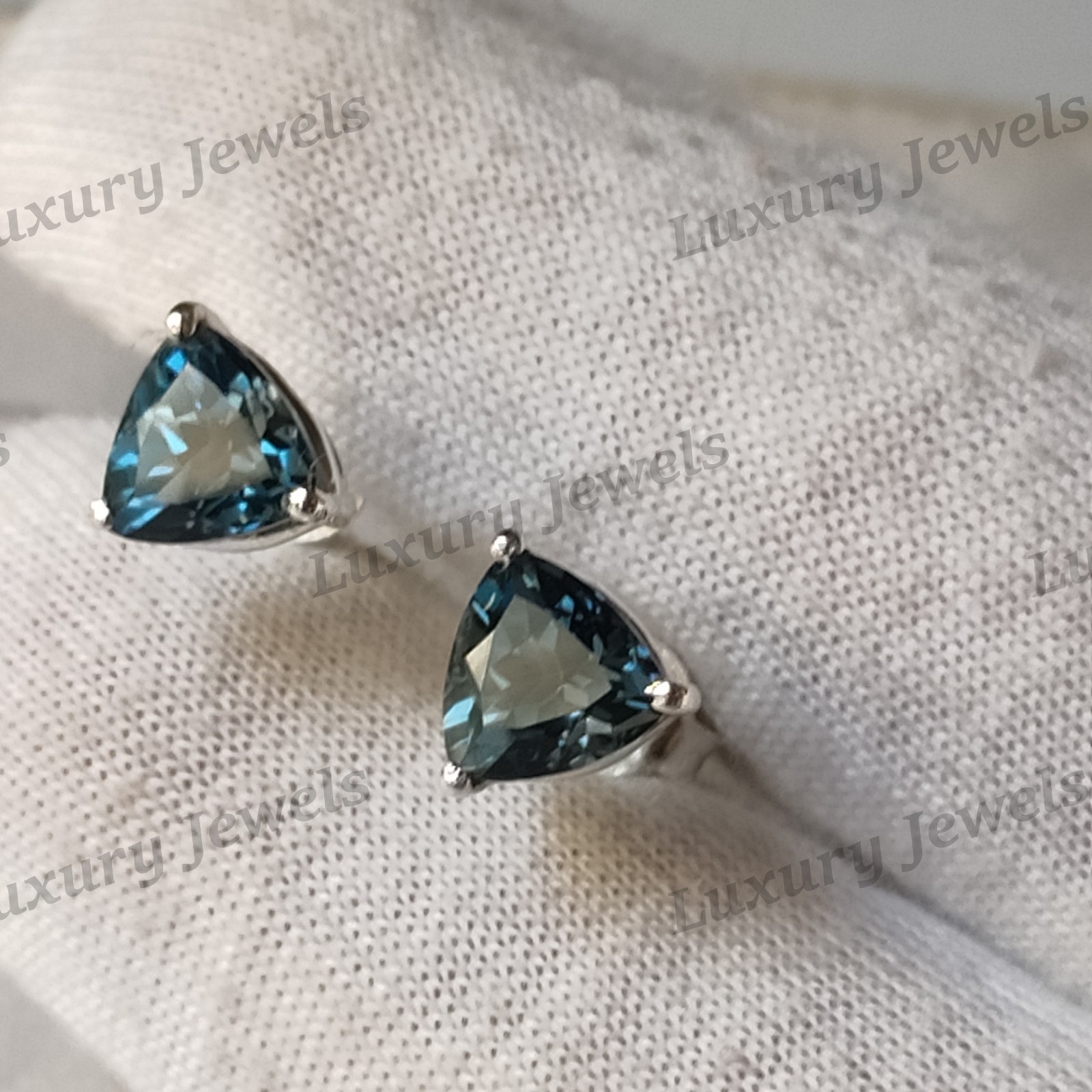 Natural London Blue Topaz Sterling Silver Earrings Handmade Fine Jewelry Gift