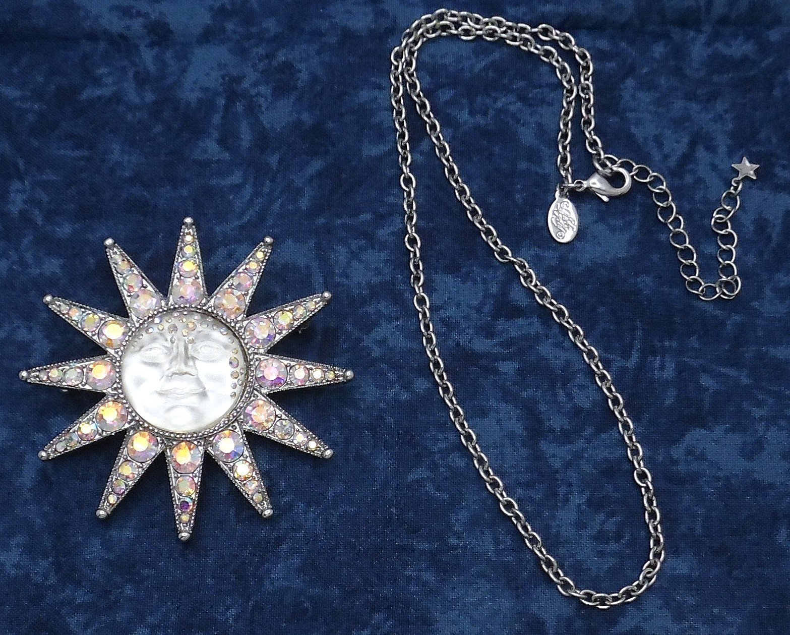 Kirks Folly Stella Luna Goddess Seaview Moon Pin Pendant Necklace with Box *