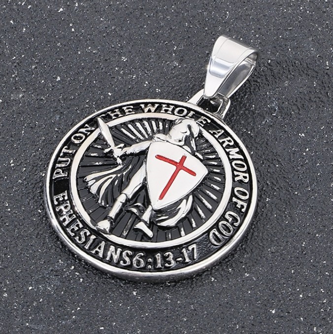 Inspirational Religious Armor of God Templar Necklace (Includes 24″ Chain)