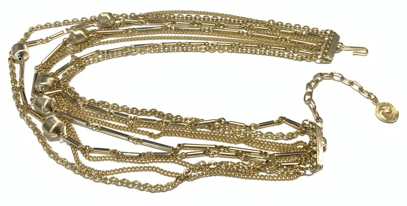 Lisner Gold Tone 9-Strand Chain Necklace 16.5-inches LT110