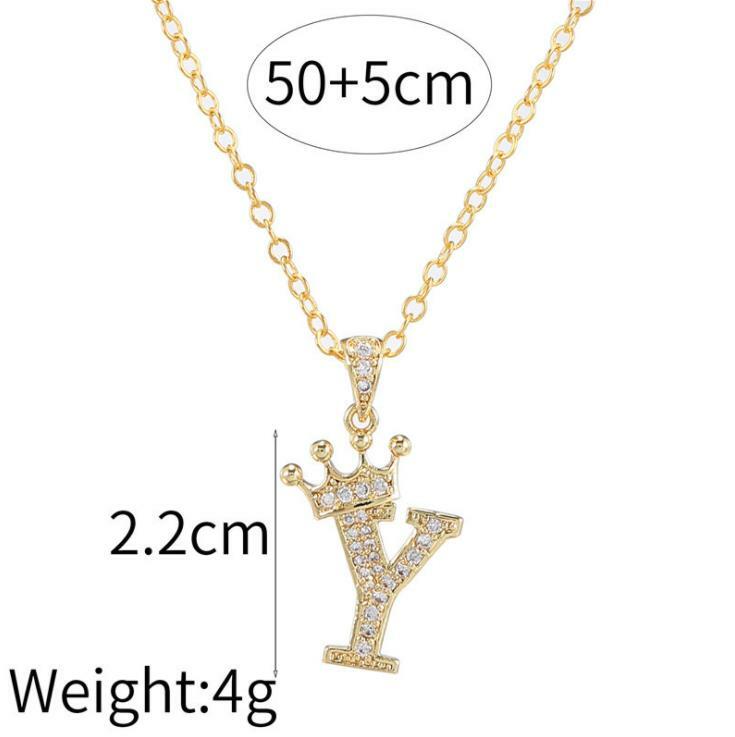 26 Crown Capital Initial Letters Necklace Chain Pendant Love Bridesmaid Jewelry